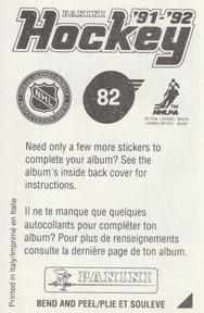 1991-92 Panini Hockey Stickers #82 Larry Robinson Back
