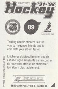 1991-92 Panini Hockey Stickers #89 Dave Taylor Back