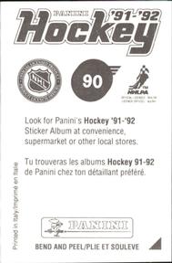 1991-92 Panini Hockey Stickers #90 John Tonelli Back