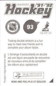 1991-92 Panini Hockey Stickers #93 Brian Bradley Back