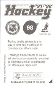 1991-92 Panini Hockey Stickers #98 Michel Petit Back