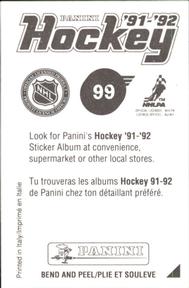 1991-92 Panini Hockey Stickers #99 Peter Ing Back