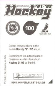 1991-92 Panini Hockey Stickers #100 Lucien DeBlois Back