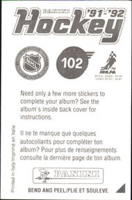 1991-92 Panini Hockey Stickers #102 Wendel Clark Back