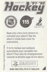 1991-92 Panini Hockey Stickers #115 Brian Propp Back