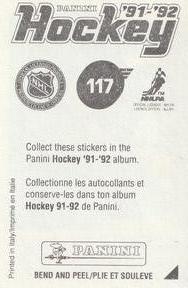 1991-92 Panini Hockey Stickers #117 Gaetan Duchesne Back