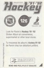 1991-92 Panini Hockey Stickers #126 Petr Klima Back