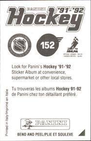 1991-92 Panini Hockey Stickers #152 Toronto Maple Leafs Logo Back