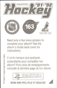 1991-92 Panini Hockey Stickers #163 Quebec Nordiques Logo Back
