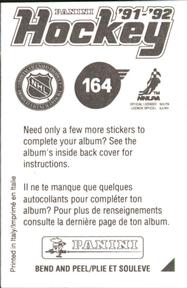 1991-92 Panini Hockey Stickers #164 New Jersey Devils Logo Back