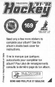1991-92 Panini Hockey Stickers #169 Washington Capitals Logo Back