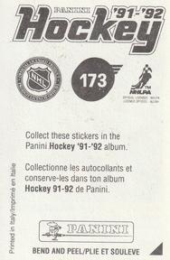1991-92 Panini Hockey Stickers #173 Dave Christian Back