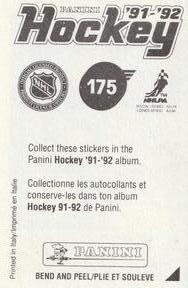 1991-92 Panini Hockey Stickers #175 Garry Galley Back