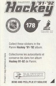 1991-92 Panini Hockey Stickers #178 Ken Hodge Back