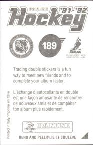 1991-92 Panini Hockey Stickers #189 Eric Desjardins Back