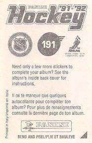 1991-92 Panini Stickers #191 Stephan Lebeau Back