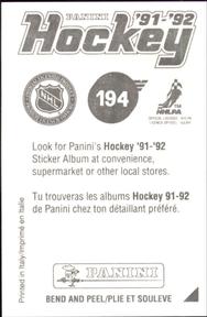 1991-92 Panini Hockey Stickers #194 Brian Skrudland Back