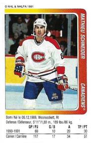 1991-92 Panini Hockey Stickers #195 Mathieu Schneider Front