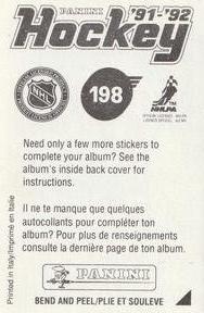 1991-92 Panini Hockey Stickers #198 Kevin Hatcher Back