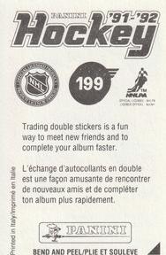 1991-92 Panini Hockey Stickers #199 Mike Ridley Back