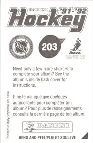 1991-92 Panini Hockey Stickers #203 Dale Hunter Back