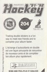 1991-92 Panini Hockey Stickers #204 Nick Kypreos Back