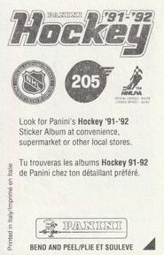 1991-92 Panini Hockey Stickers #205 Calle Johansson Back