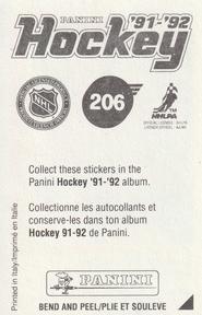 1991-92 Panini Hockey Stickers #206 Michal Pivonka Back