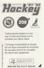 1991-92 Panini Hockey Stickers #209 Rod Langway Back