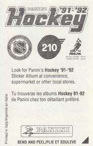 1991-92 Panini Hockey Stickers #210 Mikhail Tatarinov Back
