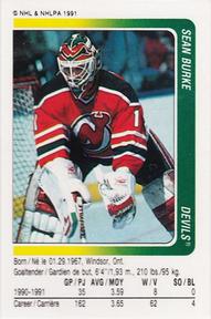 1991-92 Panini Hockey Stickers #212 Sean Burke Front