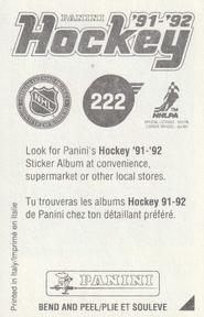 1991-92 Panini Hockey Stickers #222 Brendan Shanahan Back