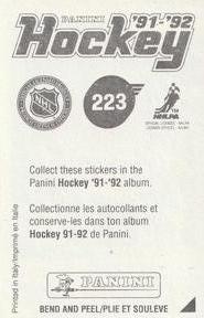 1991-92 Panini Hockey Stickers #223 Eric Weinrich Back