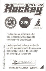 1991-92 Panini Hockey Stickers #226 Tim Kerr Back