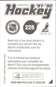 1991-92 Panini Stickers #228 Pelle Eklund Back