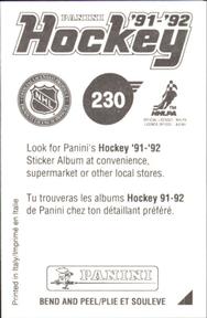 1991-92 Panini Stickers #230 Gord Murphy Back