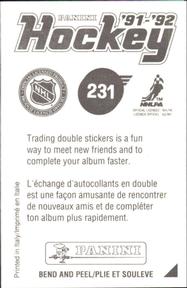 1991-92 Panini Hockey Stickers #231 Mike Ricci Back