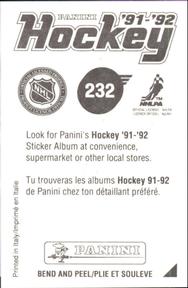 1991-92 Panini Hockey Stickers #232 Derrick Smith Back