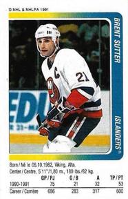 1991-92 Panini Hockey Stickers #246 Brent Sutter Front