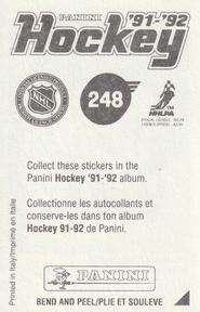 1991-92 Panini Hockey Stickers #248 Jeff Norton Back