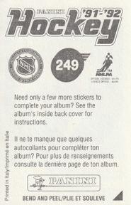 1991-92 Panini Hockey Stickers #249 Glenn Healy Back