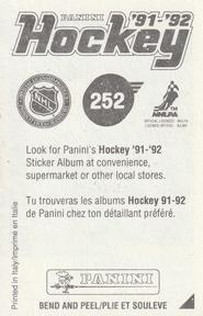 1991-92 Panini Hockey Stickers #252 Joe Reekie Back