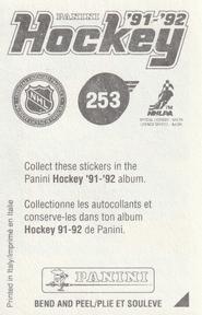 1991-92 Panini Hockey Stickers #253 Dave Chyzowski Back