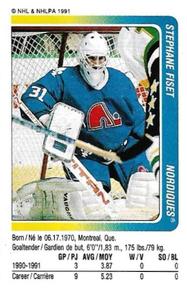 1991-92 Panini Hockey Stickers #258 Stephane Fiset Front