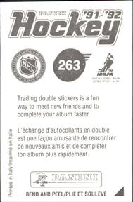 1991-92 Panini Stickers #263 Stephane Morin Back