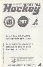 1991-92 Panini Hockey Stickers #267 Ron Tugnutt Back