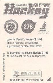 1991-92 Panini Hockey Stickers #278 Joe Mullen Back