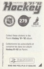 1991-92 Panini Hockey Stickers #279 Bob Errey Back