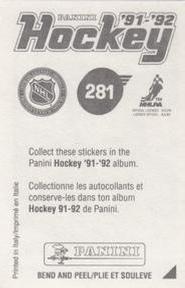 1991-92 Panini Hockey Stickers #281 Ron Francis Back