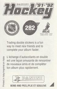 1991-92 Panini Hockey Stickers #282 John Vanbiesbrouck Back